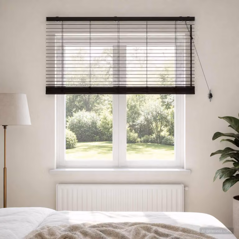 vidaXL Tenda Veneziana Marrone Scuro L: 140 cm, H: 130 cm, 35 mm
