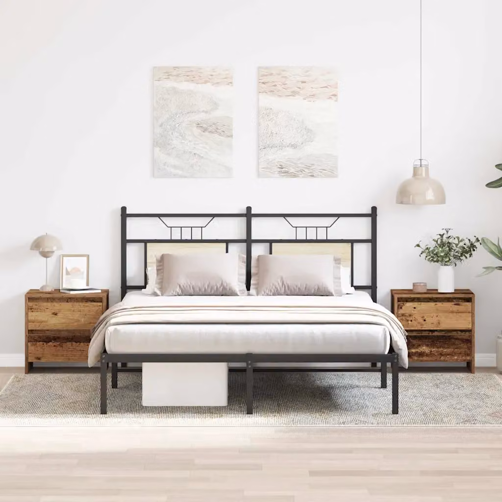 Set di 2 Armadi da Notte vidaXL in Legno Vecchio Marrone L 45 cm x P 34 cm x H 44,5 cm
