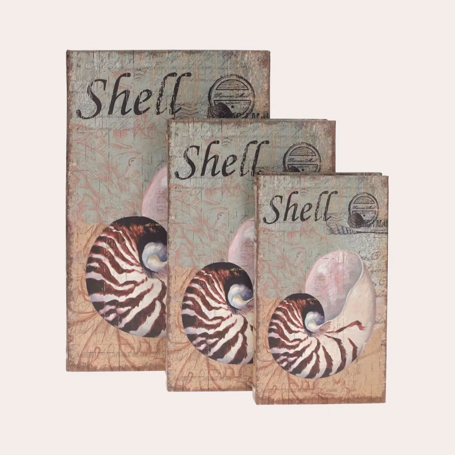KEYHOMESTORE | Tris di Scatole Libro con Design a Conchiglia