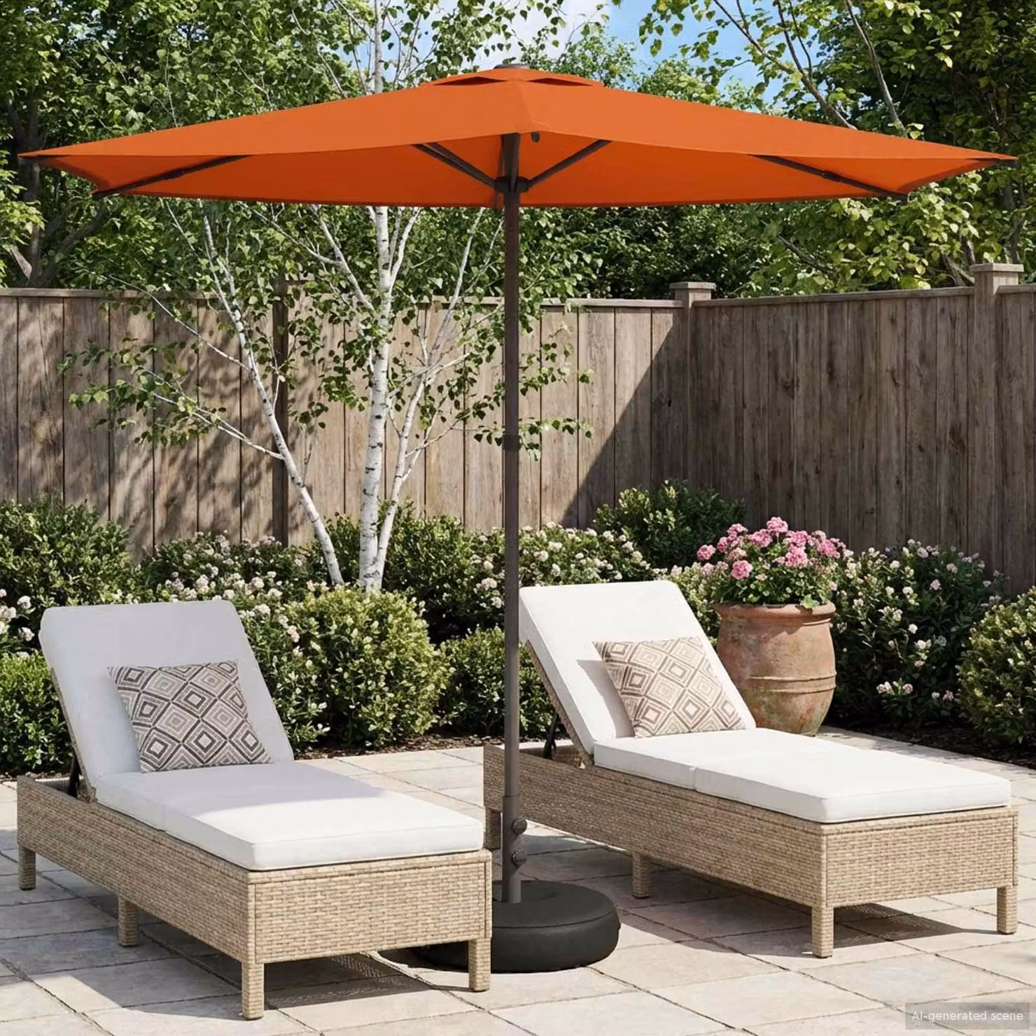 Maison Exclusive - Ombrellone da giardino con base, forma rettangolare, 2,7 x 2,7 m, in poliestere