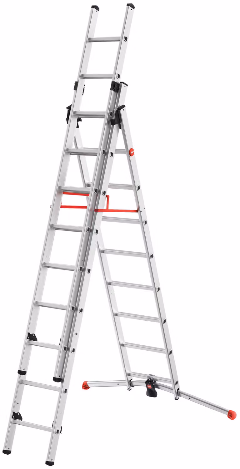 Hailo 3-teilige Alu-Kombileiter mit LOT-System 2x9 + 1x8 Sprossen