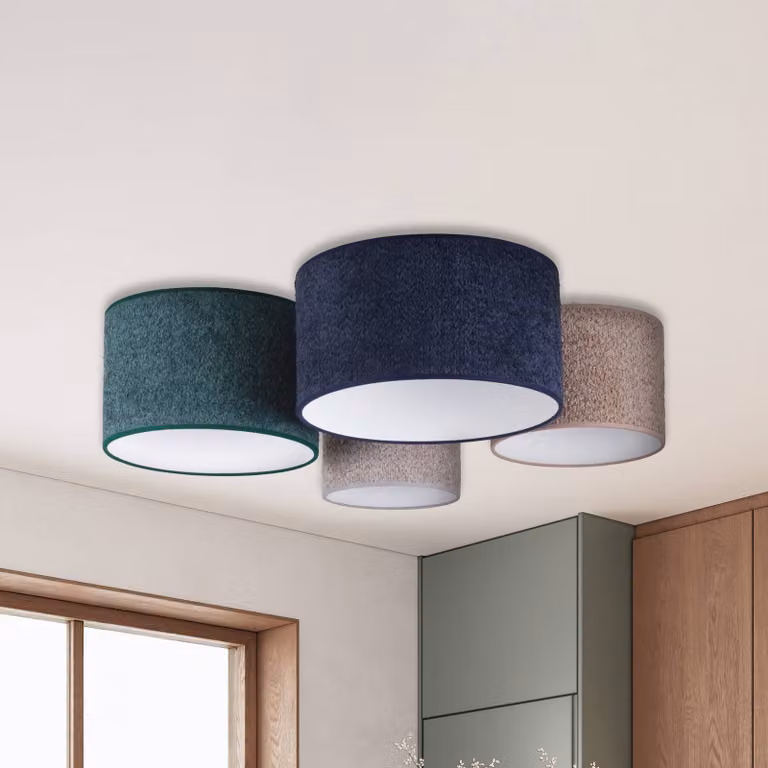 Plafoniera soffitto Boucle Duolla, dimmerabile, Soggiorno / Sala da pranzo, Tessuto / Stoffa / Seta, Plafoniera
