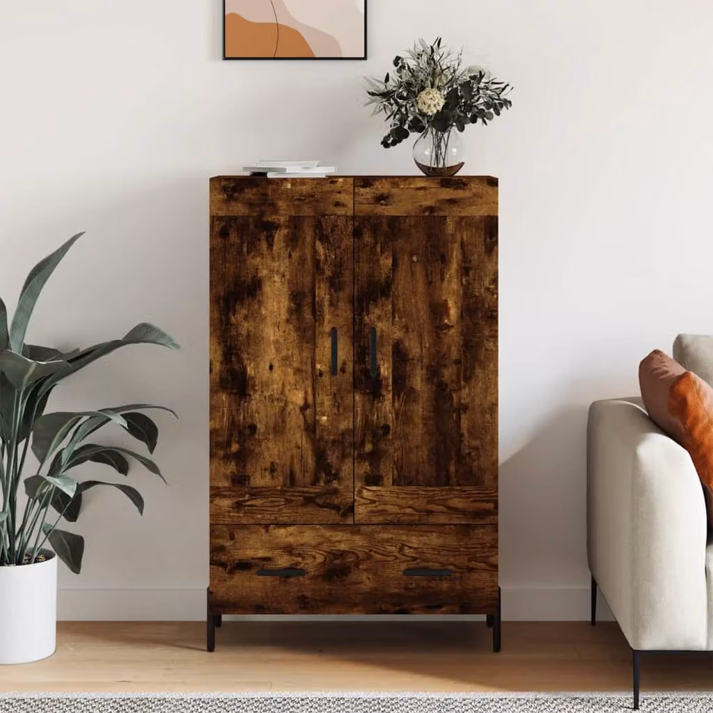 Credenza moderna vidaXL in legno Rovere Fumo, L: 69,5 cm, P: 31 cm, H: 115 cm