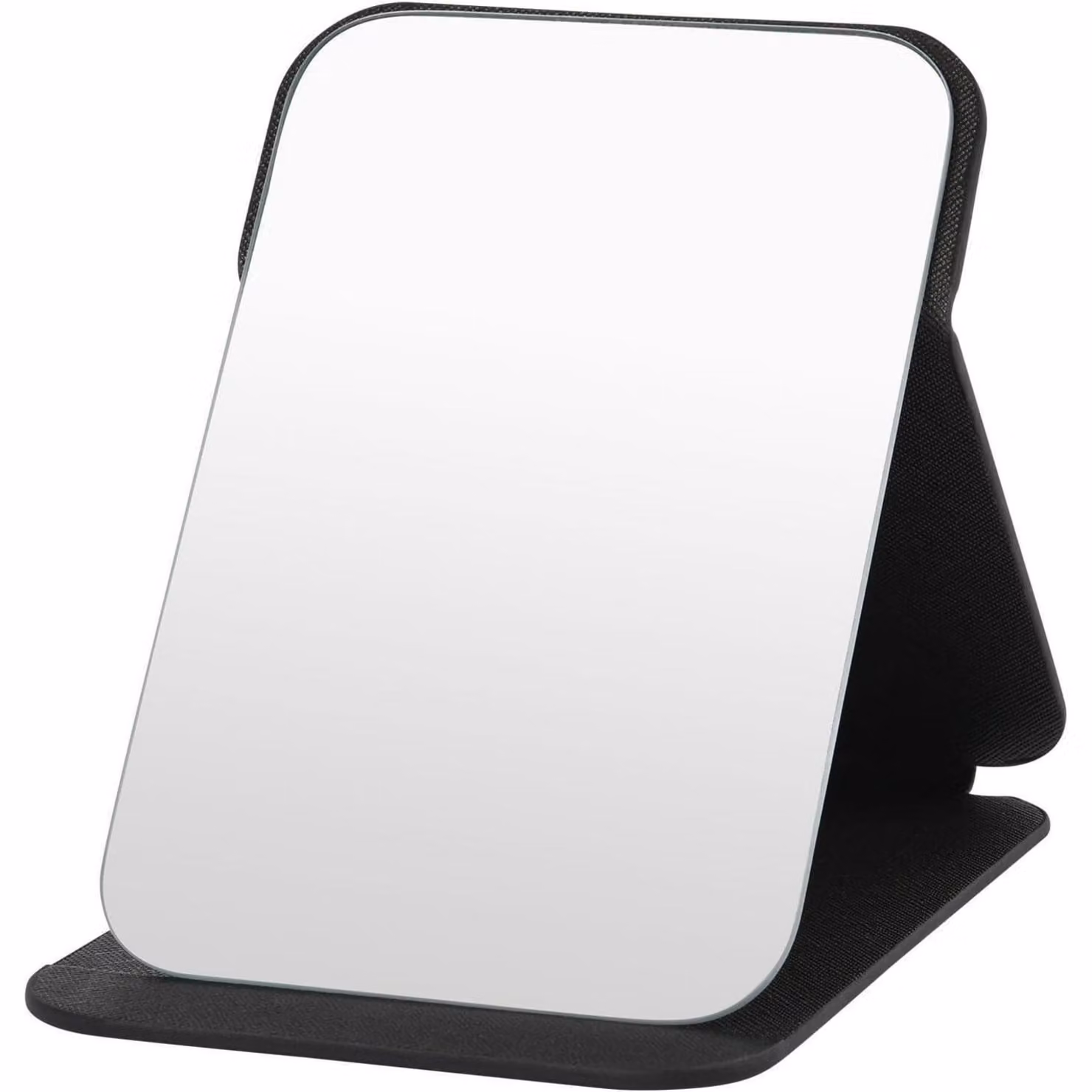 Specchio da trucco pieghevole, portatile, con vetro HD, rivestito in  nera, dimensioni 16 x 11 cm