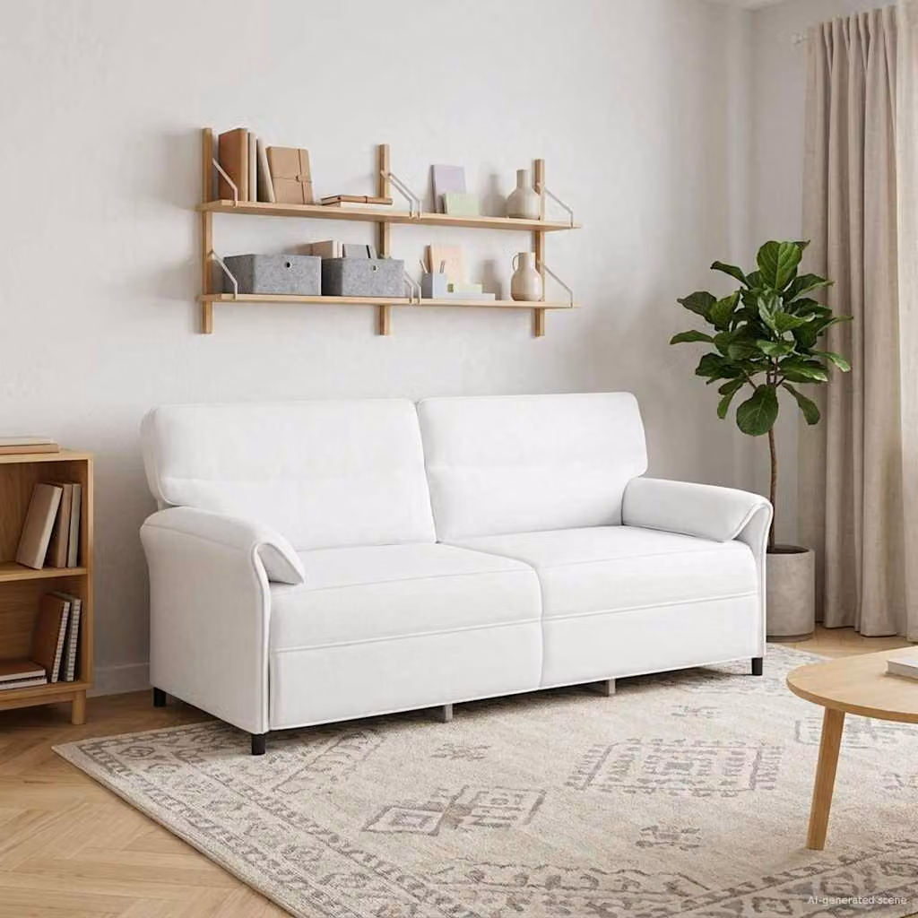Divano moderno vidaXL in tessuto con struttura in metallo e cuscini, disponibile in bianco o nero