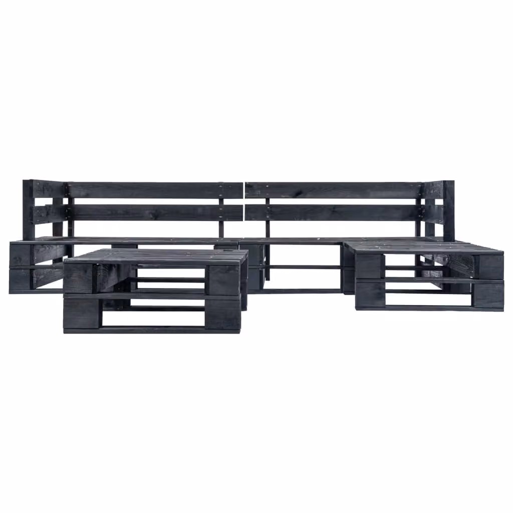 vidaXL Set di divani da giardino in pallet 4 pezzi in legno nero