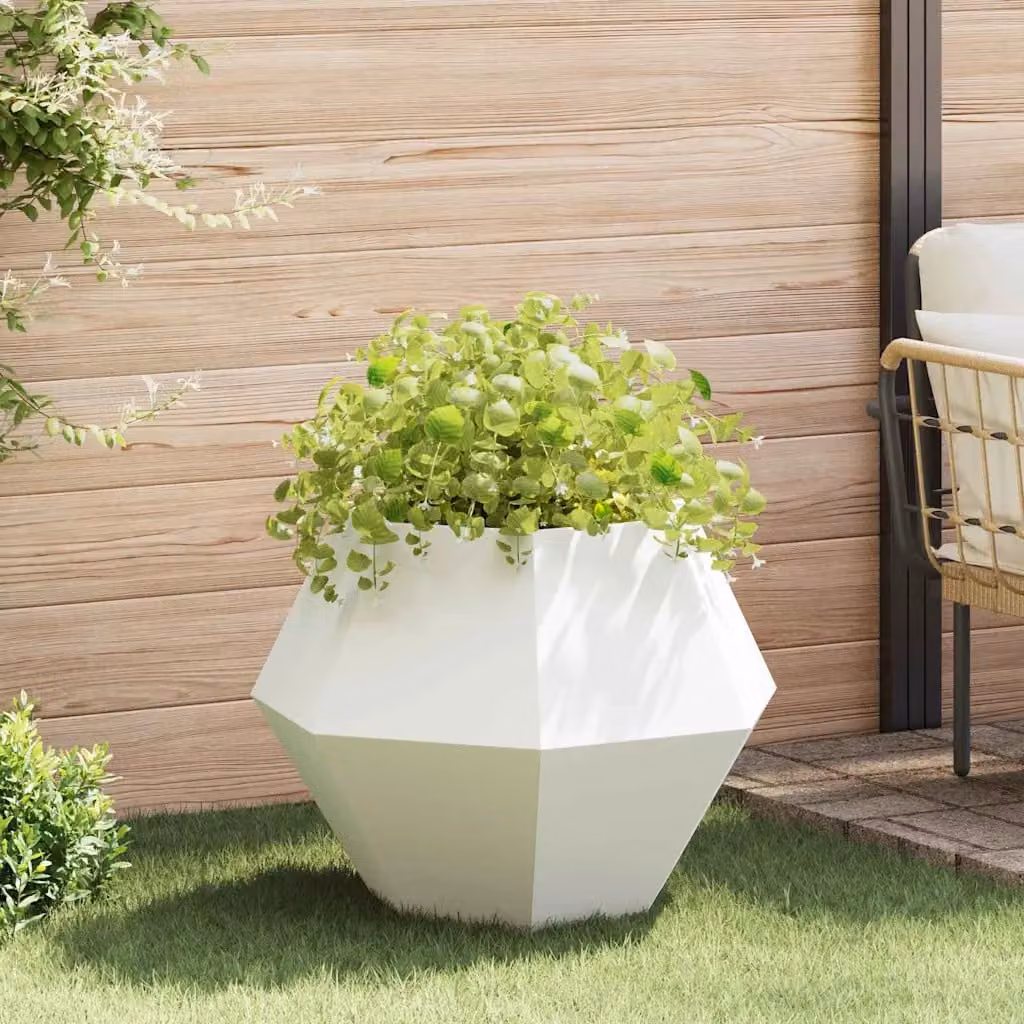 Fioriera vidaXL in acciaio bianco per giardino ornamentale o erbe aromatiche L/P/H: 75 x 75 x 60 cm