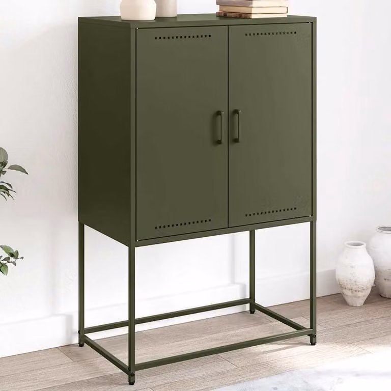 Credenza in stile industriale vidaXL in metallo verde oliva L: 68,5 cm, P: 38,5 cm, H: 107 cm