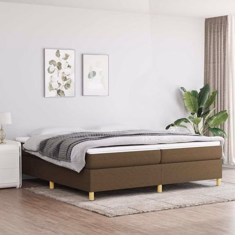 Giroletto a molle con materasso ibrido vidaXL, marrone e bianco, L/P: 200 x 200 cm