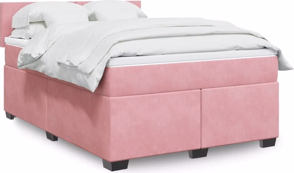 Maison Exclusive - Giroletto a Molle con Materasso Rosa 140x200 cm in Velluto