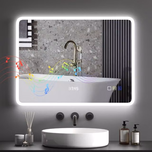 Specchio da Bagno Minimal con Luce LED Dimmerabile e Touch Switch, Bianco, L: 80 cm, H: 60 cm