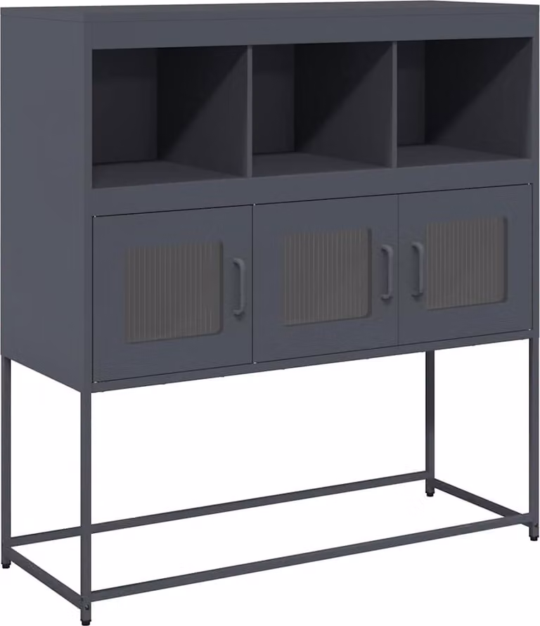 Credenza Antracite 100,5x39x107 cm in Acciaio Laminato a Freddo
