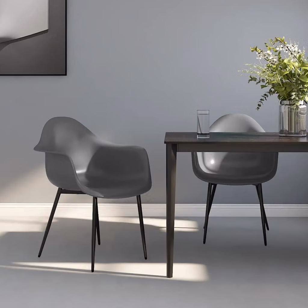 Set di 2 sedie da pranzo vidaXL in plastica e metallo grigie con design minimalista
