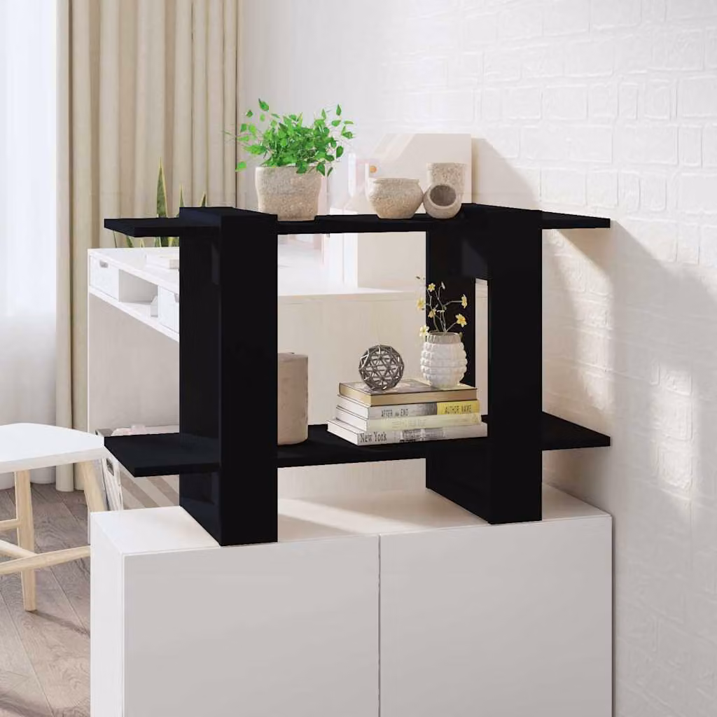 Libreria divisorio vidaXL in legno e MDF nero opaco L 80 cm x P 30 cm x H 51 cm
