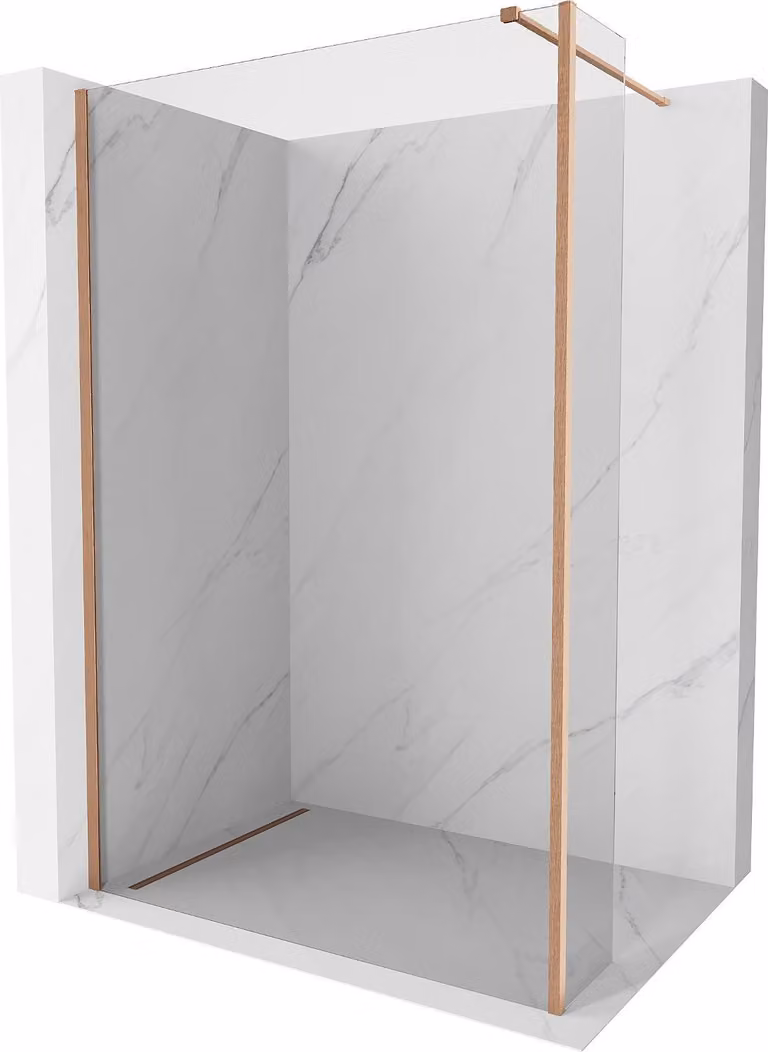 Mexen Kioto parete doccia Walk-in 150 x 30 cm, trasparente, rame spazzolato - 800-150-212-65-00-030