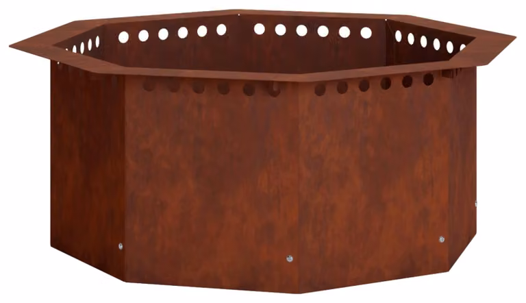 Anello per focolari, aspetto ruggine, 60 x 60 x 25 cm, acciaio resistente agli agenti atmosferici
