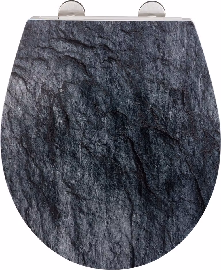 WENKO Sedile per WC Premium Slate Rock con rilievo Meccanismo di chiusura morbida antisfondamento WC ospiti