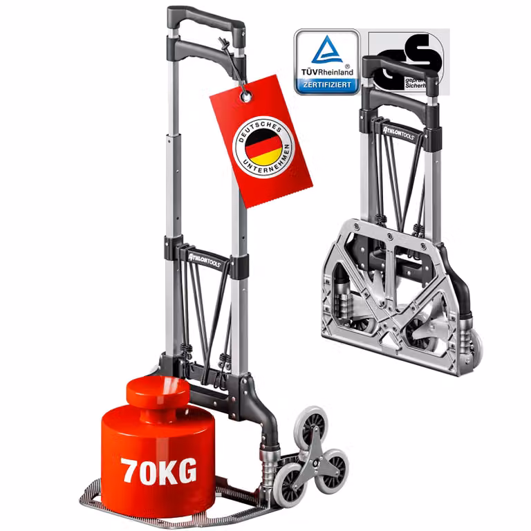 ATHLON TOOLS - Carrello a sacco in alluminio per scale, pieghevole - argento