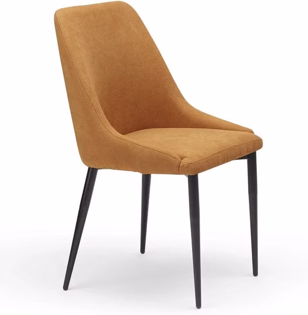 Sedia imbottita Redokasa moderna con gambe in metallo e rivestimento in tessuto arancione per sala da pranzo, cucina e soggiorno