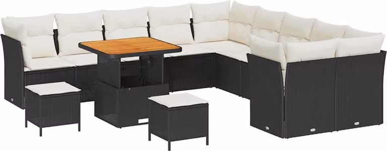 Set Divano da Giardino 13 pcs Nero polyrattan