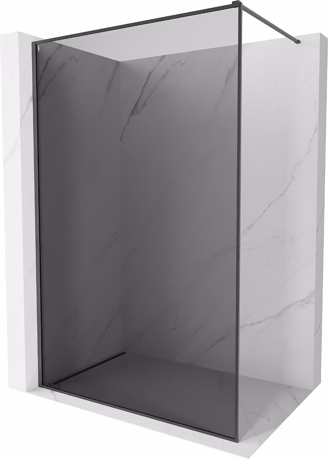 Mexen Kioto-XF parete doccia walk-in con telaio 70 x 202 cm, grafite 10 mm, grigio canna di fucile spazzolato