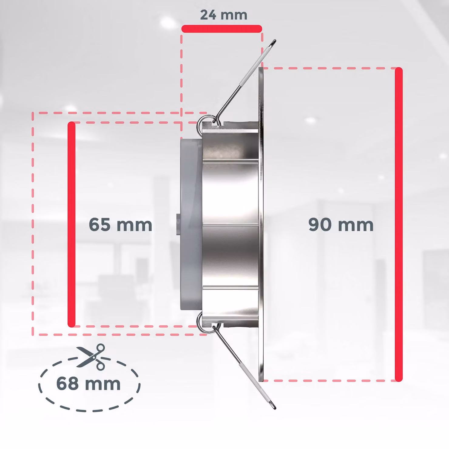 B.K. Licht Set di 12 faretti LED da incasso Slide, nichel opaco, 3.000 K Slide, Alluminio / Grigio / Zincato, Soggiorno / Sala da pranzo, Plastica