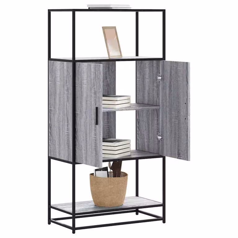 Credenza vidaXL in stile industrial Grigio Sonoma con ante a battente e ripiani interni, L/P/H: 68 x 35 x 139 cm