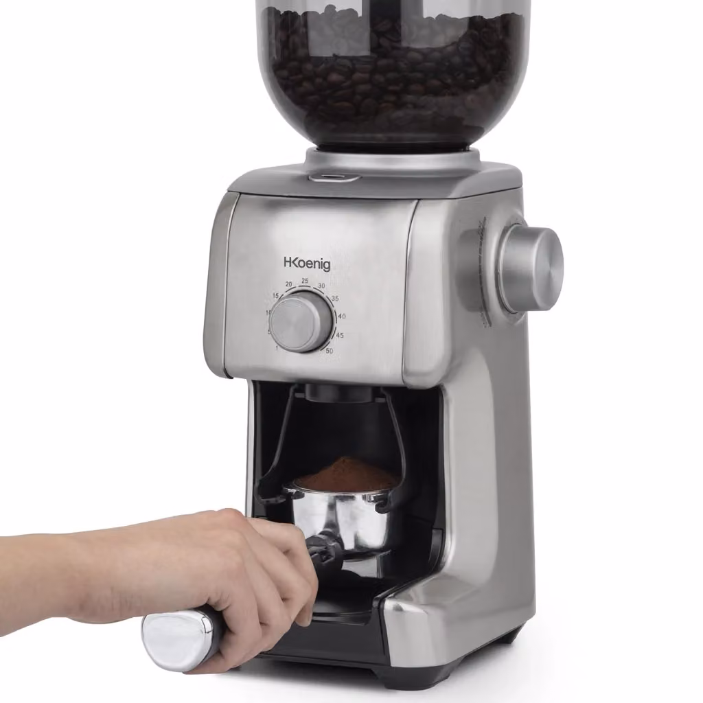 Macinacaffè elettrico H.Koenig con macine coniche in acciaio inossidabile, colore argento – 2