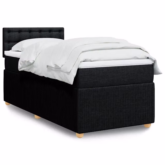 Letto Ibrido Moderno vidaXL con Struttura Imbottita e Illuminazione Sottostante, Bianco e Nero, L/P/H: 90 x 190 x 100,5 cm