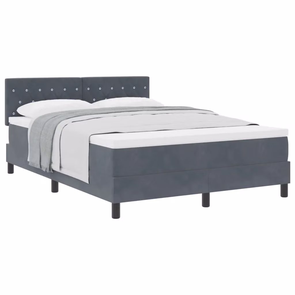 Letto matrimoniale con materasso in velluto grigio vidaXL L/P/H: 140 x 190 x 88 cm – 2