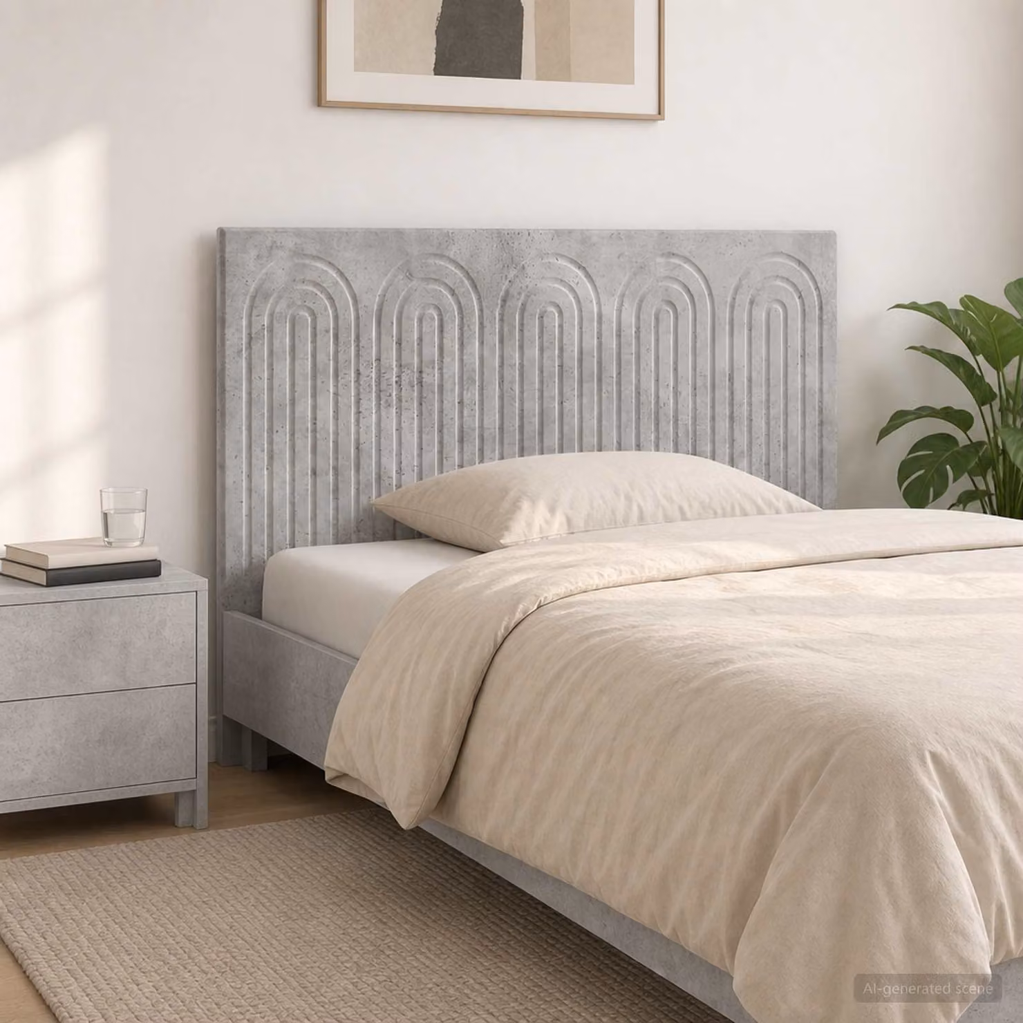 Testiera da muro vidaXL ALKMAAR in legno ingegnerizzato e tessuto grigio con design moderno a strisce