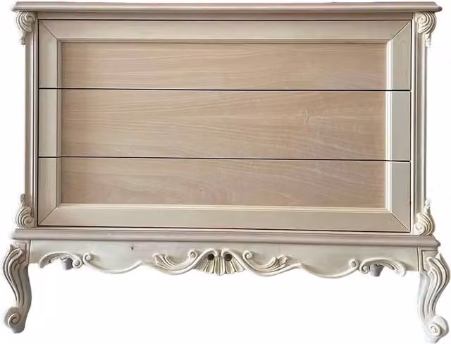 Cassettiera classica stile barocco con 3 cassetti in legno grezzo Mobili 2G L/P/H: 120 x 47 x 90 cm – 2