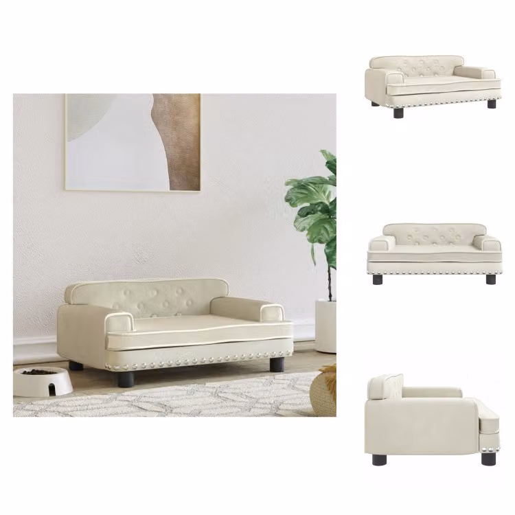 vidaXL Letto per cani Crema 70x45x30 cm in velluto - Letti per cani