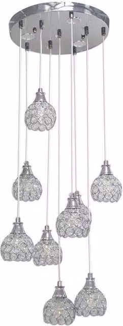 Lampadario a Sospensione Trade Shop Traesio in Metallo e Cristallo Argento con Attacco G9 e Luce LED Cool White