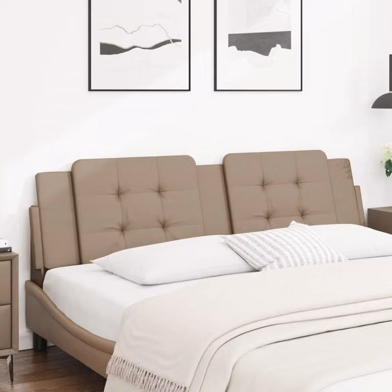 Testiera per letto imbottita vidaXL Zadar in similpelle beige, Larghezza: 180 cm
