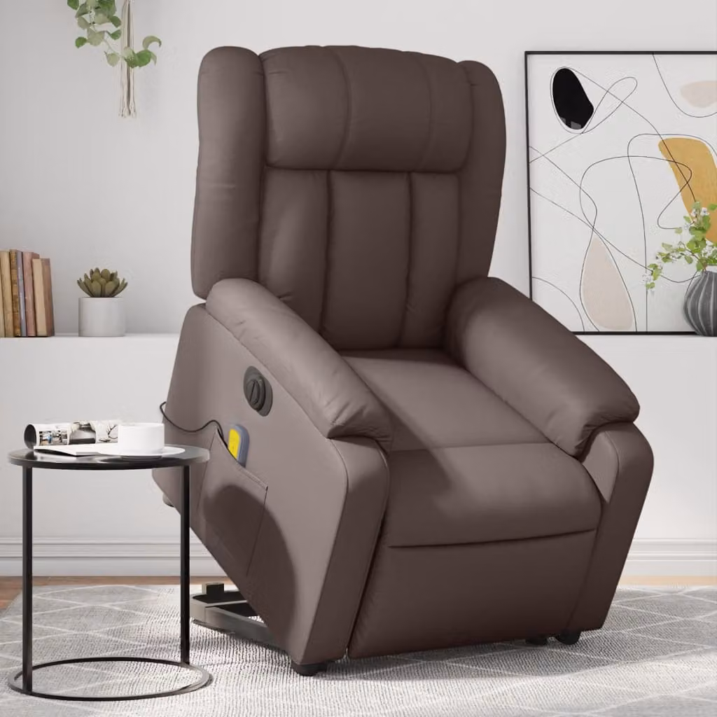 Poltrona Alzapersona Elettrica Reclinabile vidaXL in Similpelle Marrone – 1