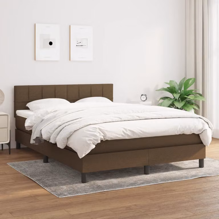 Giroletto a molle con materasso vidaXL in tessuto marrone e bianco L/P/H: 200 x 140 x 88 cm