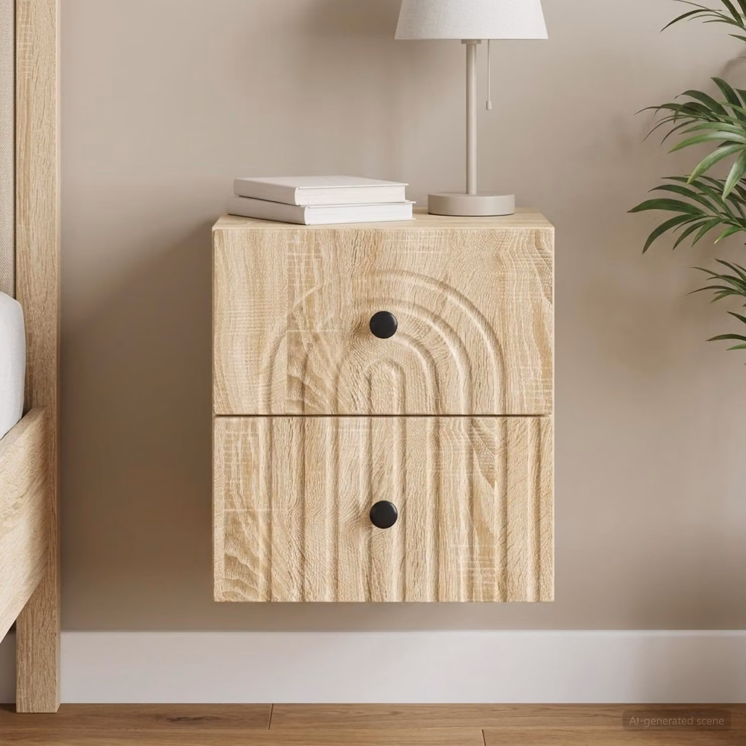 Mobiletto da notte a muro vidaXL Rovere Sonoma marrone L: 33 cm, P: 34,5 cm, H: 40 cm