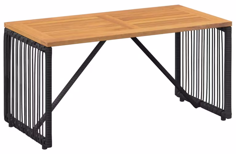 Tavolo da Esterno Nero e Marrone 80 x 40 x 40 cm polyrattan
