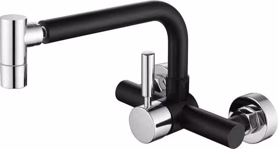 Wandgemontata cucina con rubinetto a sifone a 2 posizioni, rubinetto cucina a 360° di rotazione, cucina a sifone a 2 posizioni, nero