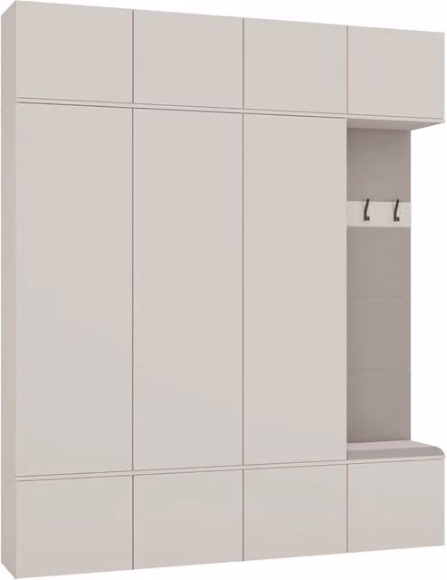 Guardaroba HAGA IV beige con ante a battente e sistema push to open L/P/H: 238 x 200 x 35 cm