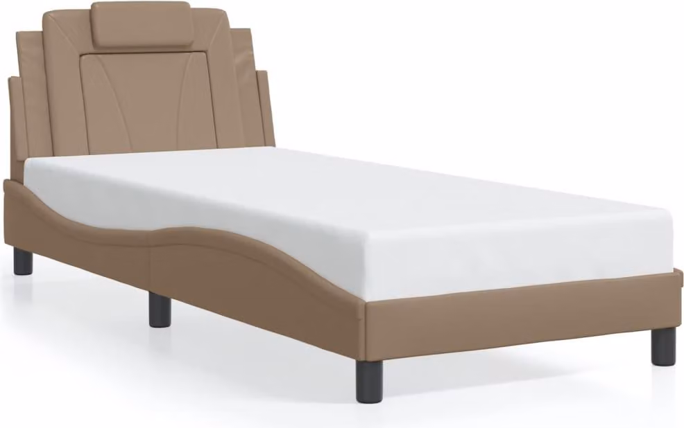 Giroletto con testiera cappuccino-marrone 90x190 cm in ecopelle