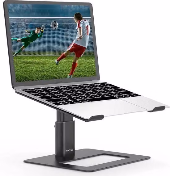 Supporto per laptop BoYata regolabile in altezza con ventilazione per dispositivi da 10 a 17 pollici, colore argento