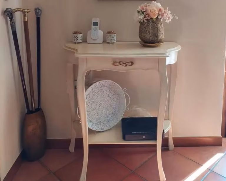 Consolle shabby chic in legno con 1 cassetto color bianco, Mobili 2G, L: 75 cm, P: 35 cm, H: 75 cm