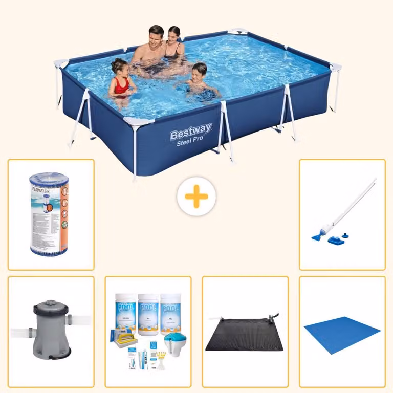 Bestway Steel Pro, piscina rettangolare - 300x201x66 cm - 7 pezzi - Modello S22086