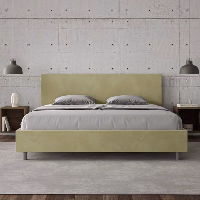 Letto matrimoniale king size con contenitore Adele Ityhome imbottito in microfibra verde L 210 cm x P 190 cm