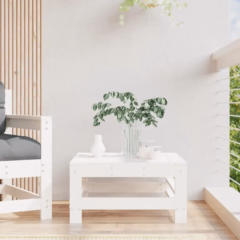 vidaXL Poggiapiedi da Giardino in Legno di Pino Bianco con Finitura Laccata e Stile Rustico