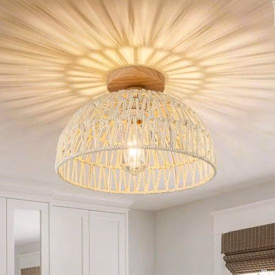 Azomor Questa splendida lampada a sospensione con paralume in rattan intrecciato a mano è un'eccellente