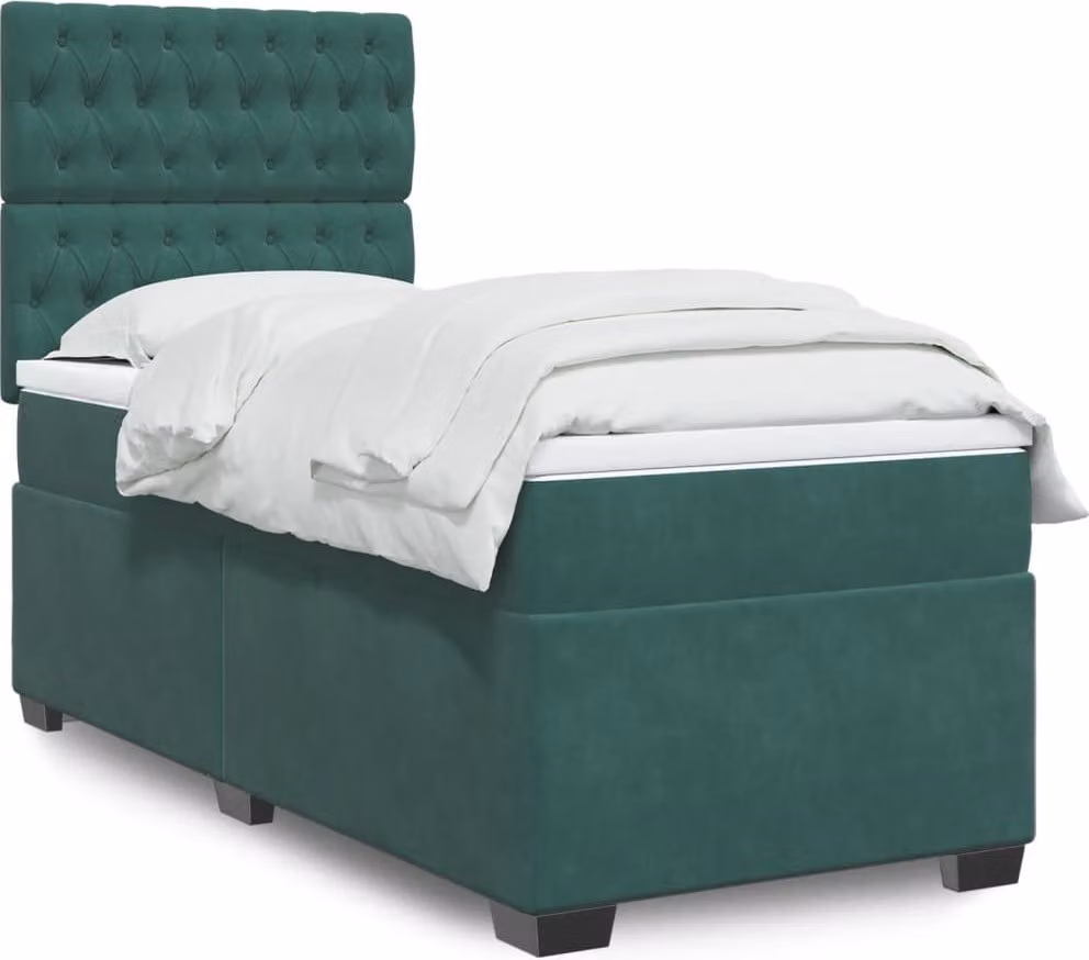 Maison Exclusive - Letto boxspring con materasso verde scuro 100x200 cm velluto