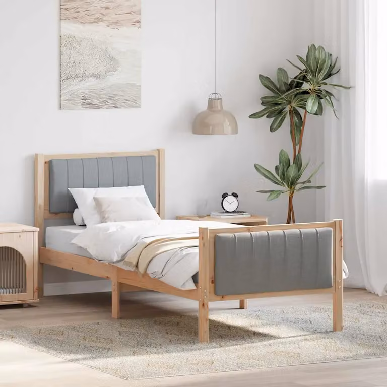 Struttura del letto moderna vidaXL in legno di pino marrone e grigio, L 200 x L 80 cm